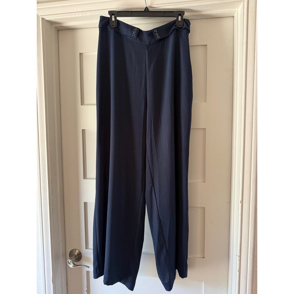 BCBGeneration Navy Wide Leg Palazzo Pants High Rise Minimalist Flowy Trouser M